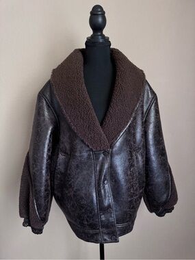 Blank NYC Dark Brown Faux Shearling Bomber Jacket